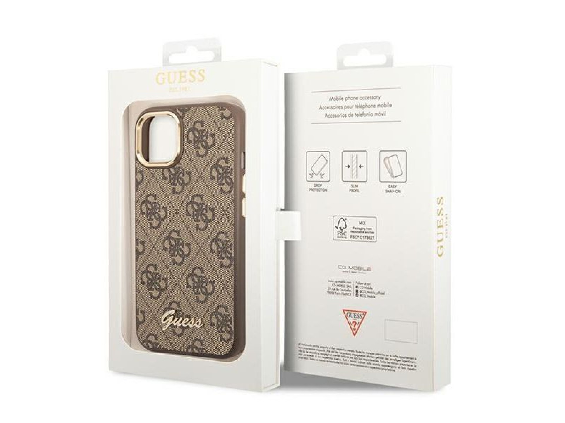 Funda rígida Guess GUHCP14MHG4SHW para iPhone 14 Plus de 6,7 pulgadas, color marrón, 4G, con logo do