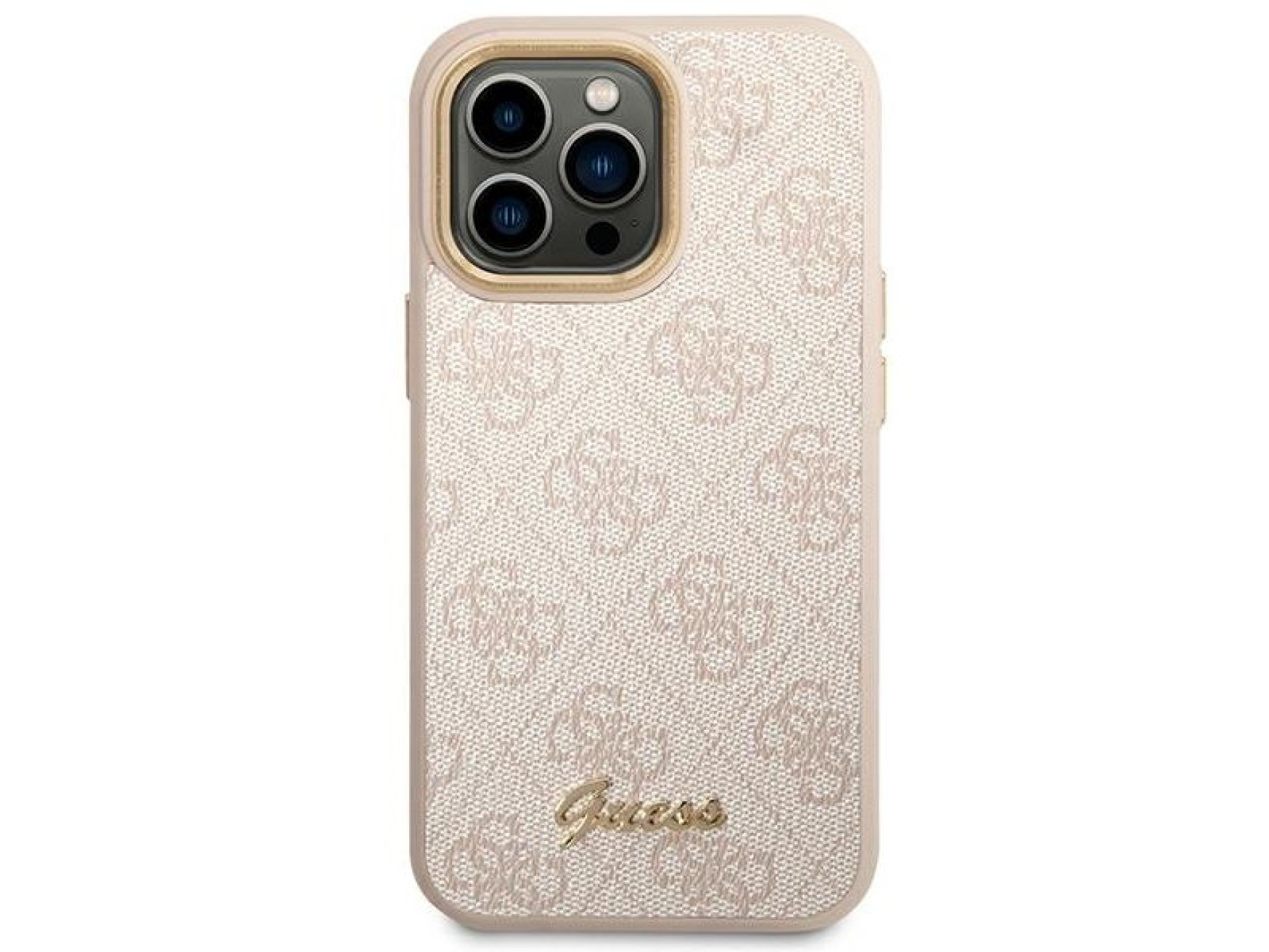 Capa Guess 4G Vintage Gold Logo para iPhone 14 Pro - rosa