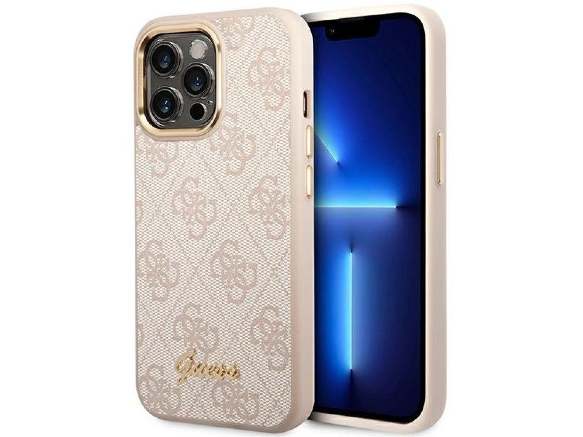 Guess 4G Vintage Gold Logo case for iPhone 14 Pro Max - pink