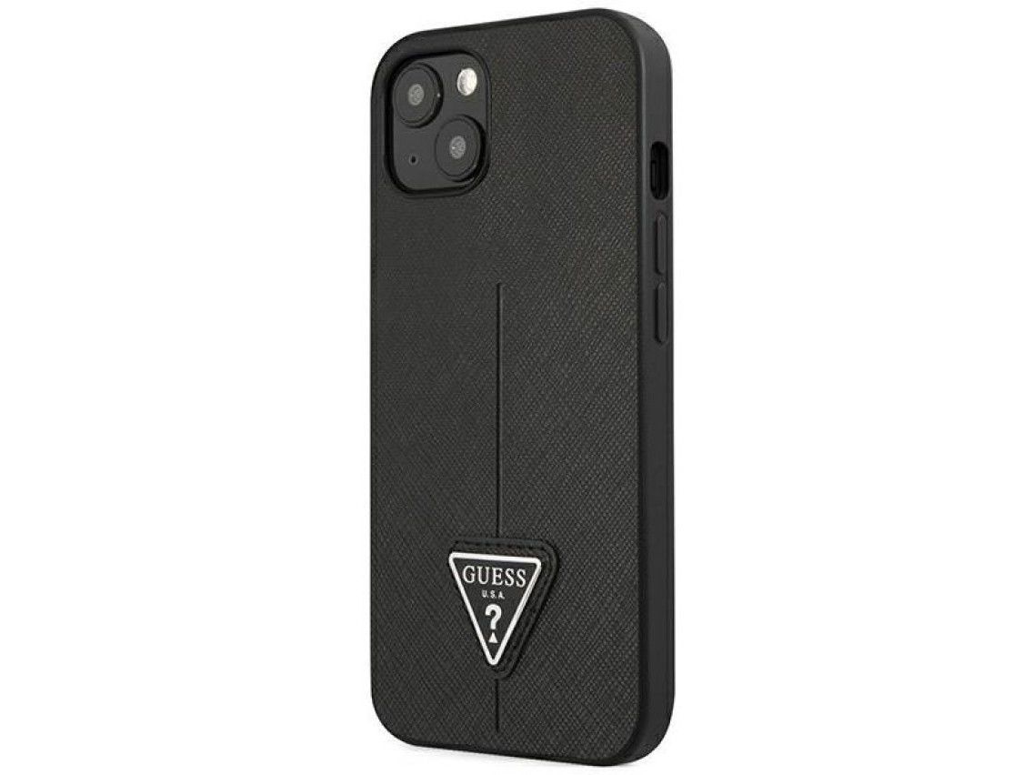 Funda Guess GUHCP14MPSATLK para iPhone 14 Plus de 6,7" negra / carcasa rígida negra con logo triangu