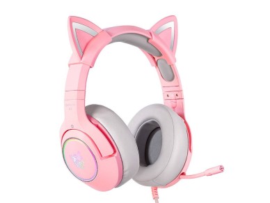 Fones de ouvido gamer ONIKUMA K9 rosa RGB