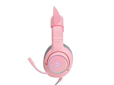 Fones de ouvido gamer ONIKUMA K9 rosa RGB