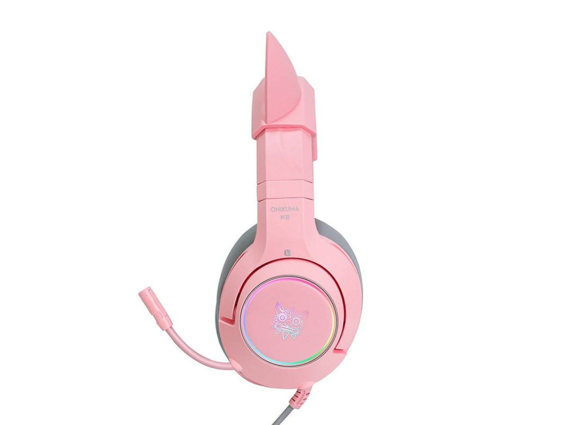 Fones de ouvido gamer ONIKUMA K9 rosa RGB