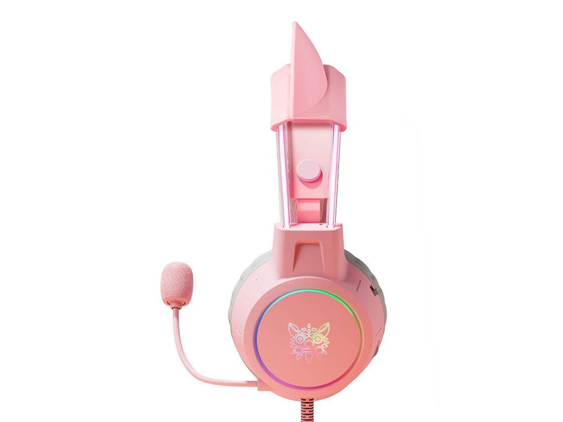Fones de ouvido para jogos ONIKUMA X15Pro rosa/orelhas de gato
