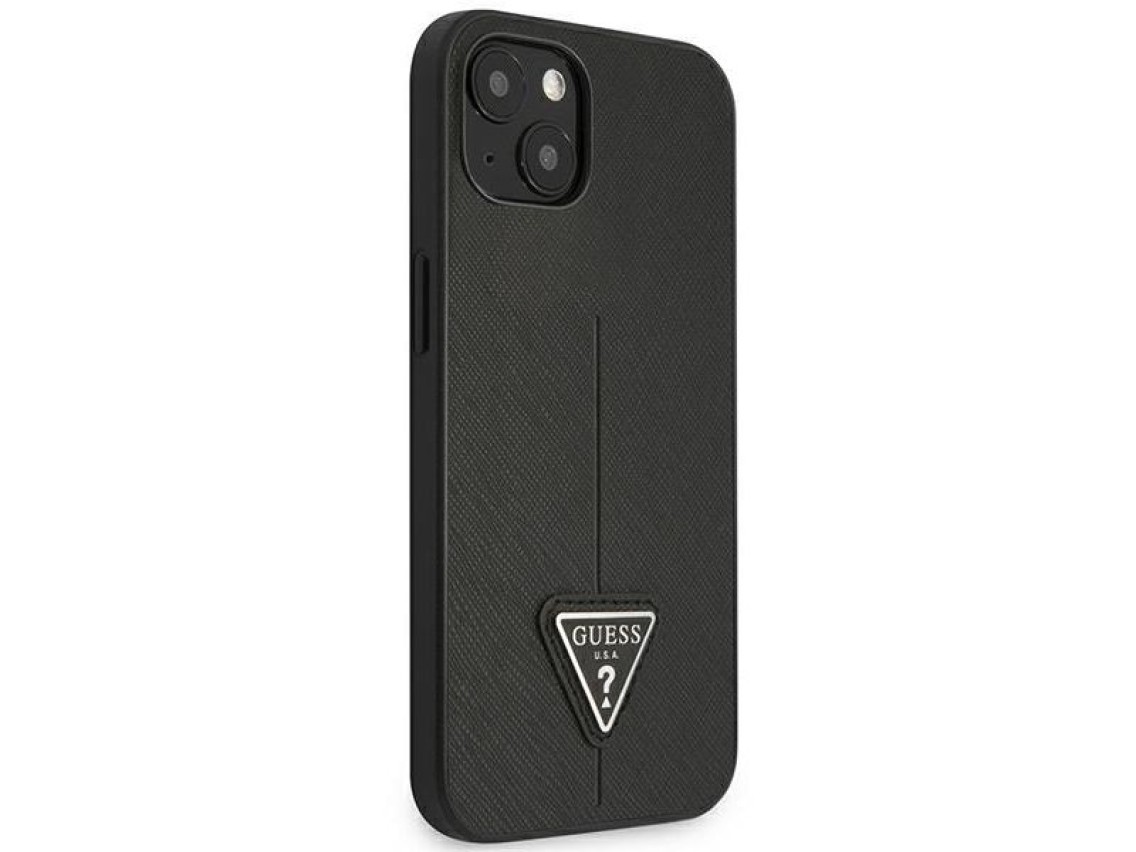 Funda Guess GUHCP14MPSATLK para iPhone 14 Plus de 6,7" negra / carcasa rígida negra con logo triangu