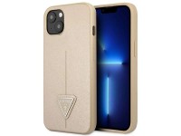 Capa rígida Guess GUHCP14MPSATLE para iPhone 14 Plus 6.7" bege/bege com logotipo triangular em couro Capa rígida Guess GUHCP14MPSATLE para iPhone 14 Plus 6.7" bege/bege com logotipo triangular em couro