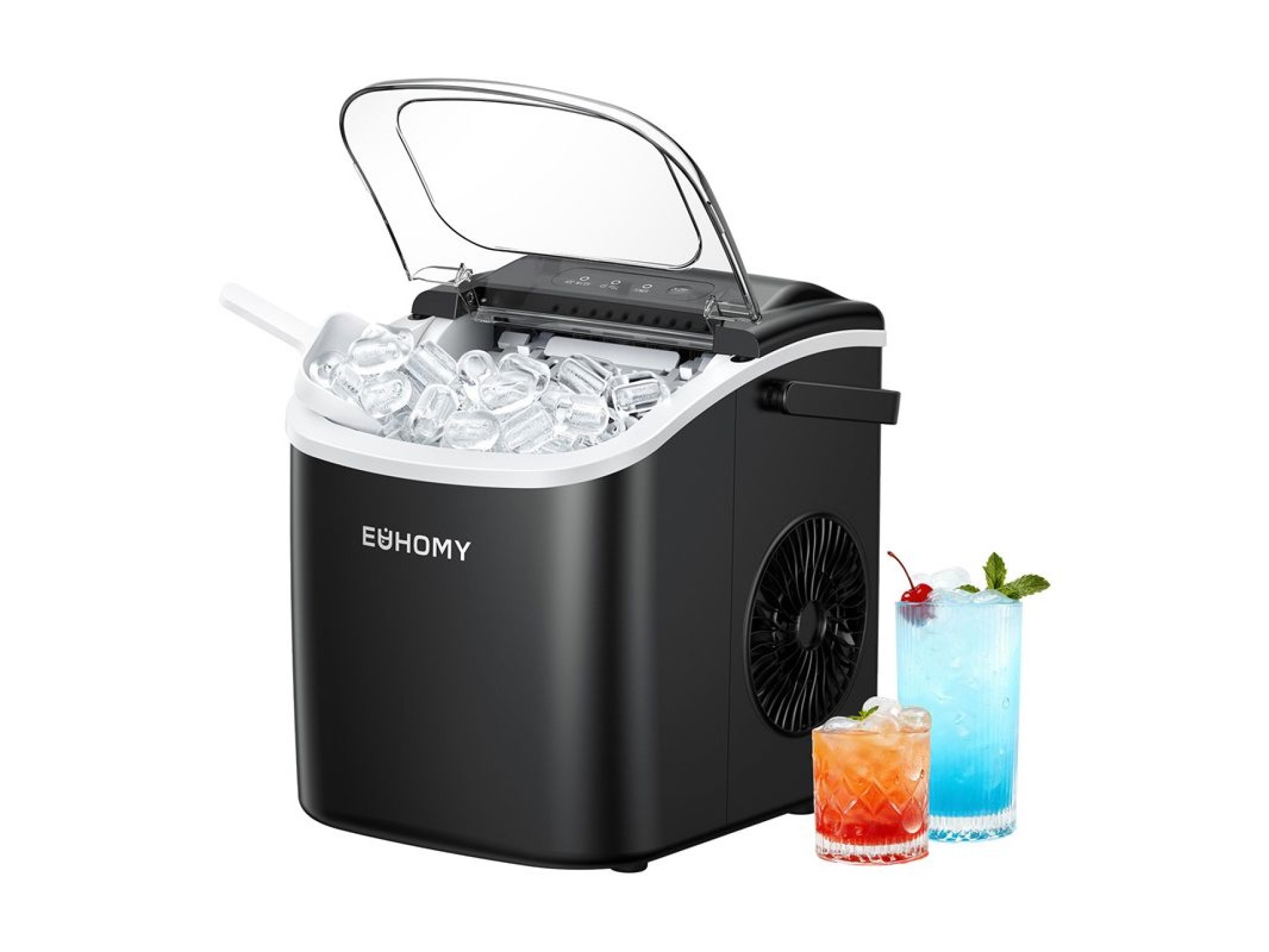 Máquina de gelo Euhomy IM001, 1,2 l, 12 kg (preta)