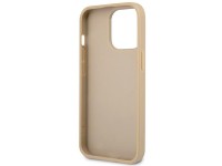 Guess GUHCP14XPSATLE iPhone 14 Pro Max 6,7" bege / capa rígida bege Saffiano com logotipo triangular Guess GUHCP14XPSATLE iPhone 14 Pro Max 6,7" bege / capa rígida bege Saffiano com logotipo triangular