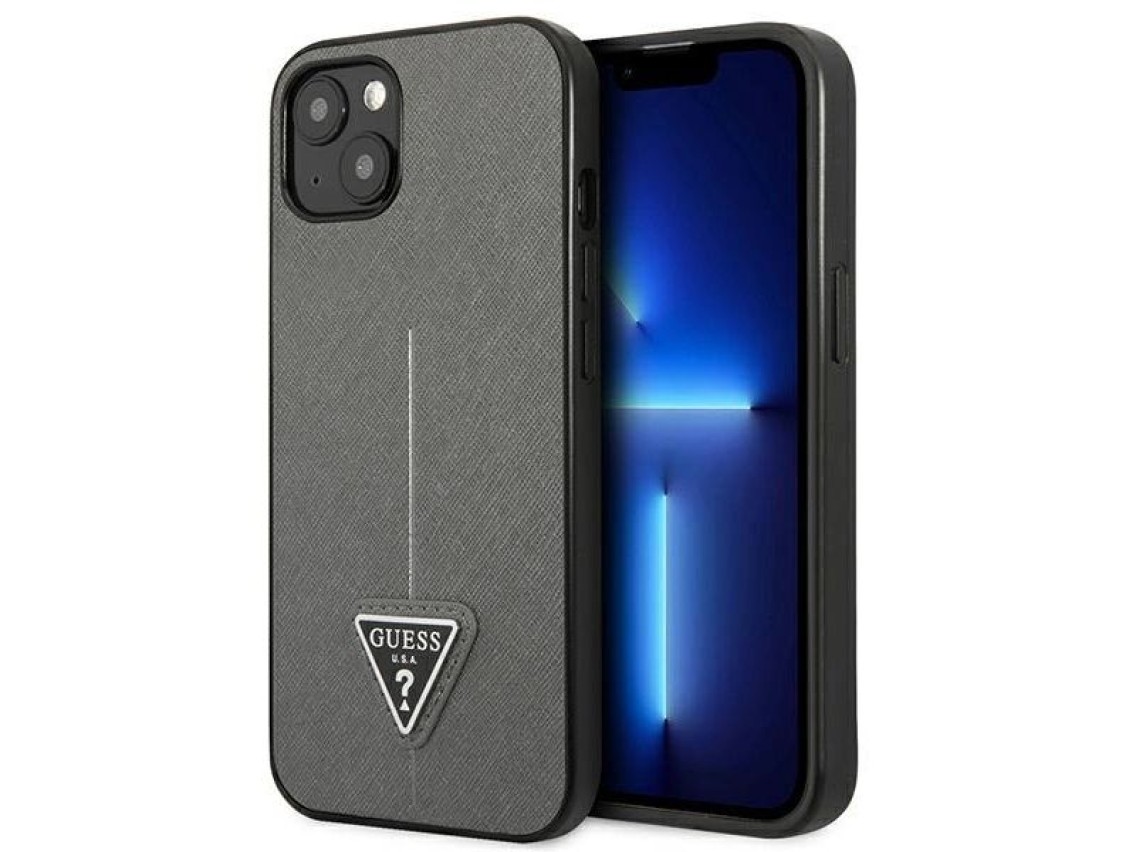 Guess GUHCP14SPSATLG iPhone 14 6.1 "silver / silver hardcase SaffianoTriangle Logo