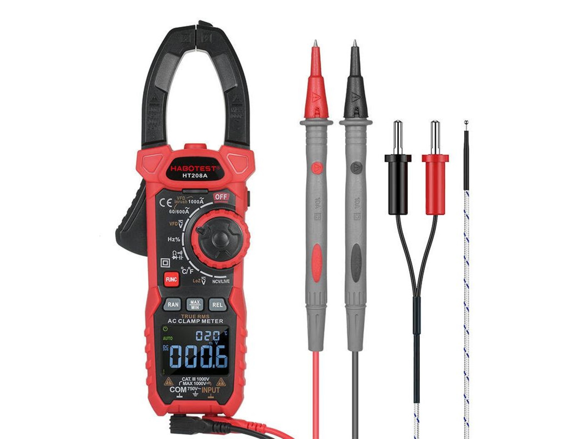 Pinza amperimétrica digital Habotest HT208D