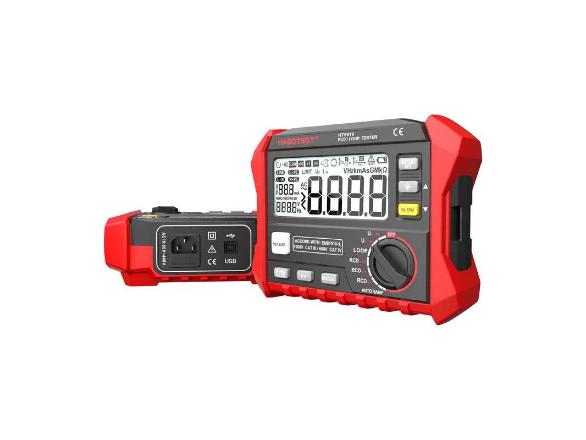 Comprobador digital de resistencia de circuito RCD/Bucle Habotest HT5910