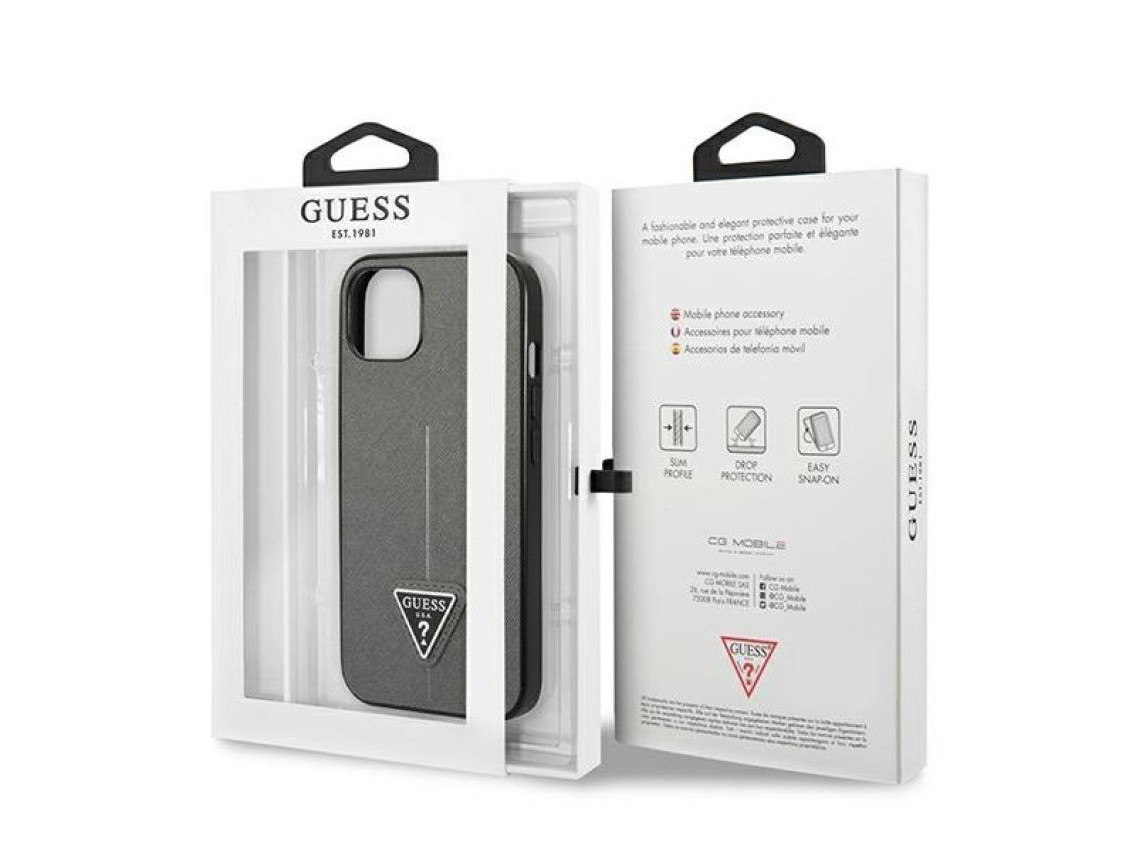 Guess GUHCP14SPSATLG iPhone 14 6.1 "silver / silver hardcase SaffianoTriangle Logo