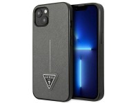 Guess GUHCP14MPSATLG iPhone 14 Plus 6.7 "prata / capa rígida prateada Saffiano com logotipo triangul Guess GUHCP14MPSATLG iPhone 14 Plus 6.7 "prata / capa rígida prateada Saffiano com logotipo triangul