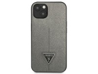Guess GUHCP14MPSATLG iPhone 14 Plus 6.7 "prata / capa rígida prateada Saffiano com logotipo triangul Guess GUHCP14MPSATLG iPhone 14 Plus 6.7 "prata / capa rígida prateada Saffiano com logotipo triangul