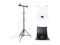 Suporte para fundo de est�dio fotogr�fico Puluz 70x200cm + 2 fundos fotogr�ficos DCA0976