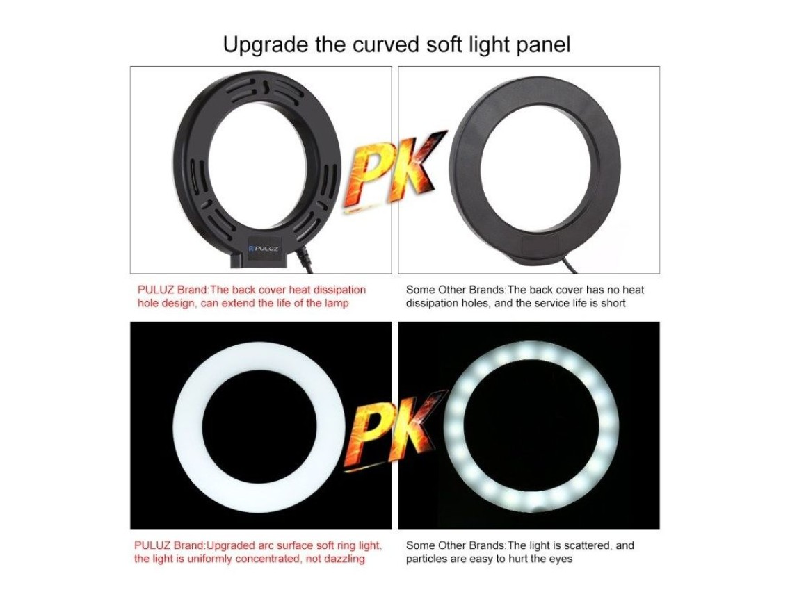 Ring LED lamp Puluz with adjustable base PU391