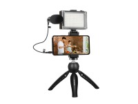 Kit de grabación en directo Puluz: trípode + luz LED + micrófono + clip para teléfono PKT3132B Kit de grabación en directo Puluz: trípode + luz LED + micrófono + clip para teléfono PKT3132B