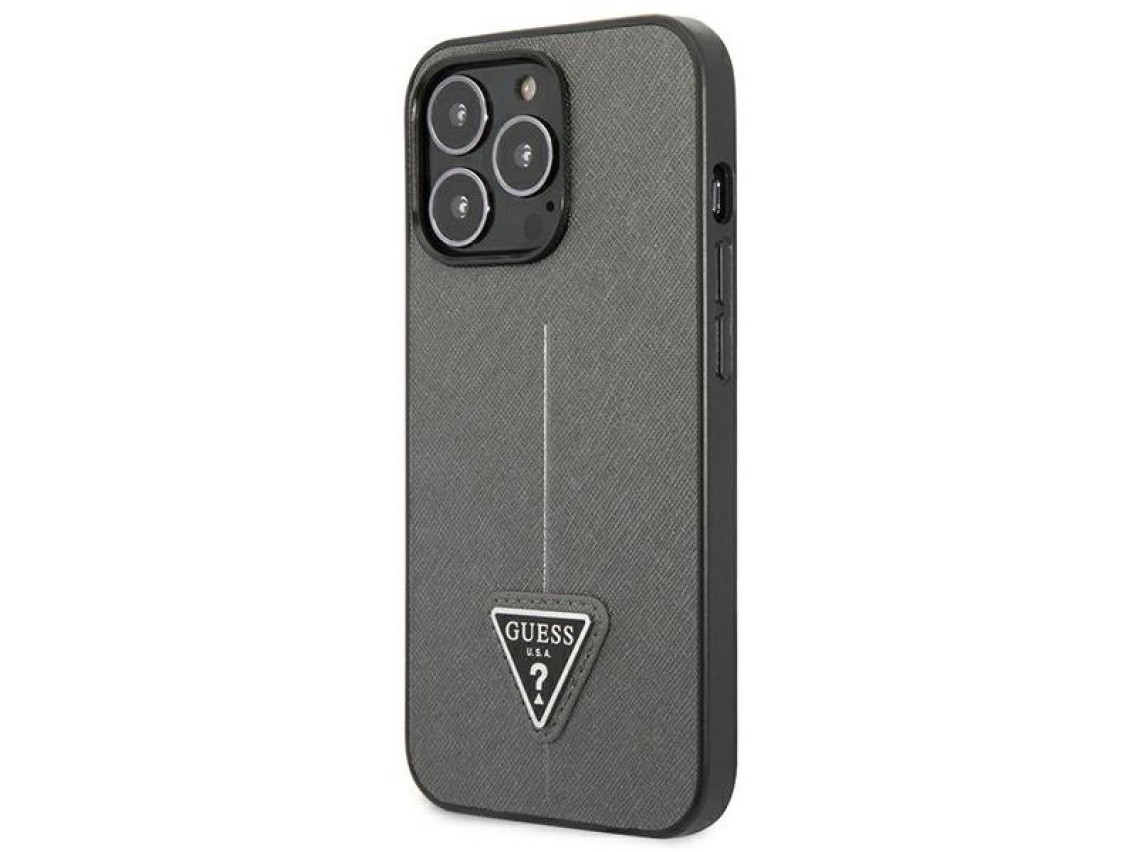 Guess GUHCP14XPSATLG iPhone 14 Pro Max 6.7 "silver / silver hardcase SaffianoTriangle Logo