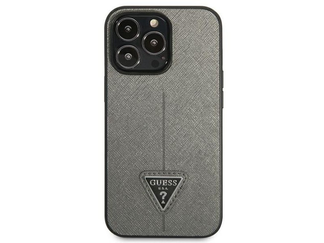 Guess GUHCP14XPSATLG iPhone 14 Pro Max 6.7 "silver / silver hardcase SaffianoTriangle Logo