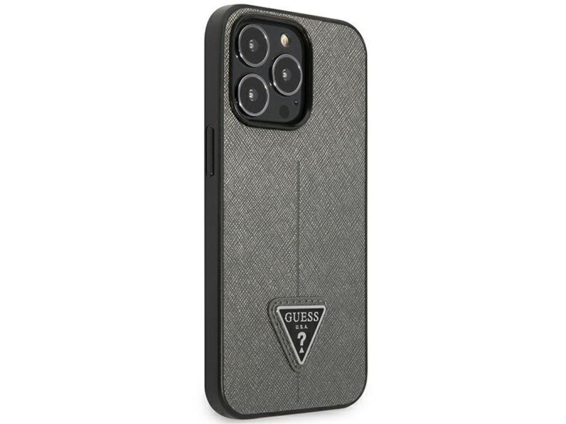 Guess GUHCP14XPSATLG iPhone 14 Pro Max 6.7 "silver / silver hardcase SaffianoTriangle Logo