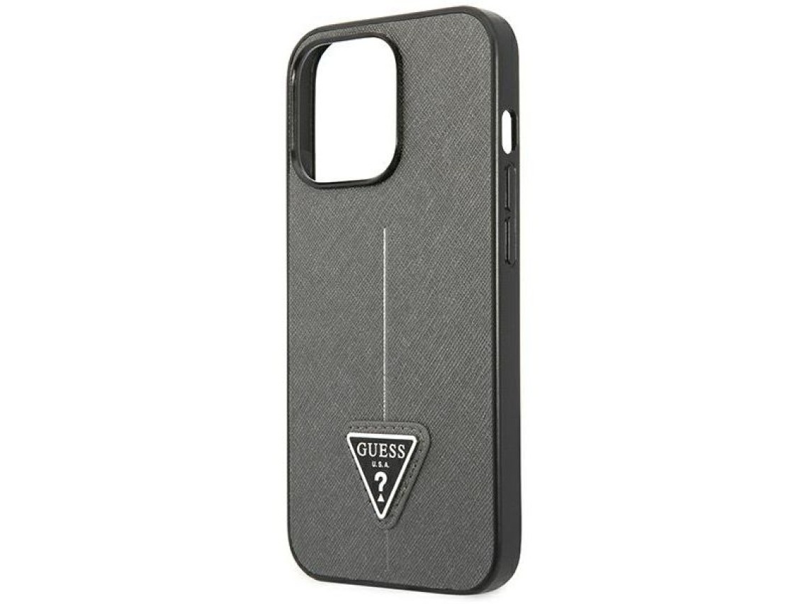 Guess GUHCP14XPSATLG iPhone 14 Pro Max 6.7 "silver / silver hardcase SaffianoTriangle Logo