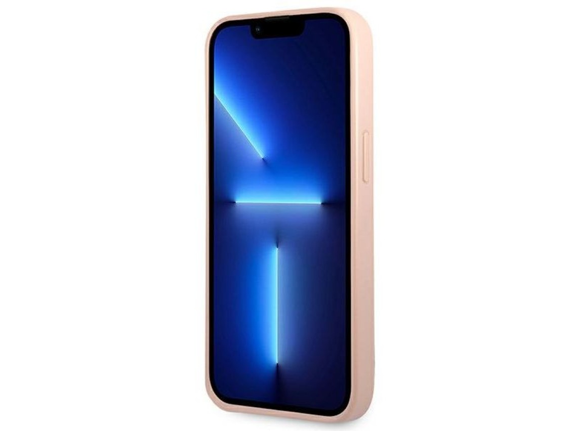 Guess GUHCP14MPSATLP iPhone 14 Plus 6,7 "rosa / capa rígida rosa Saffiano com logotipo triangular
