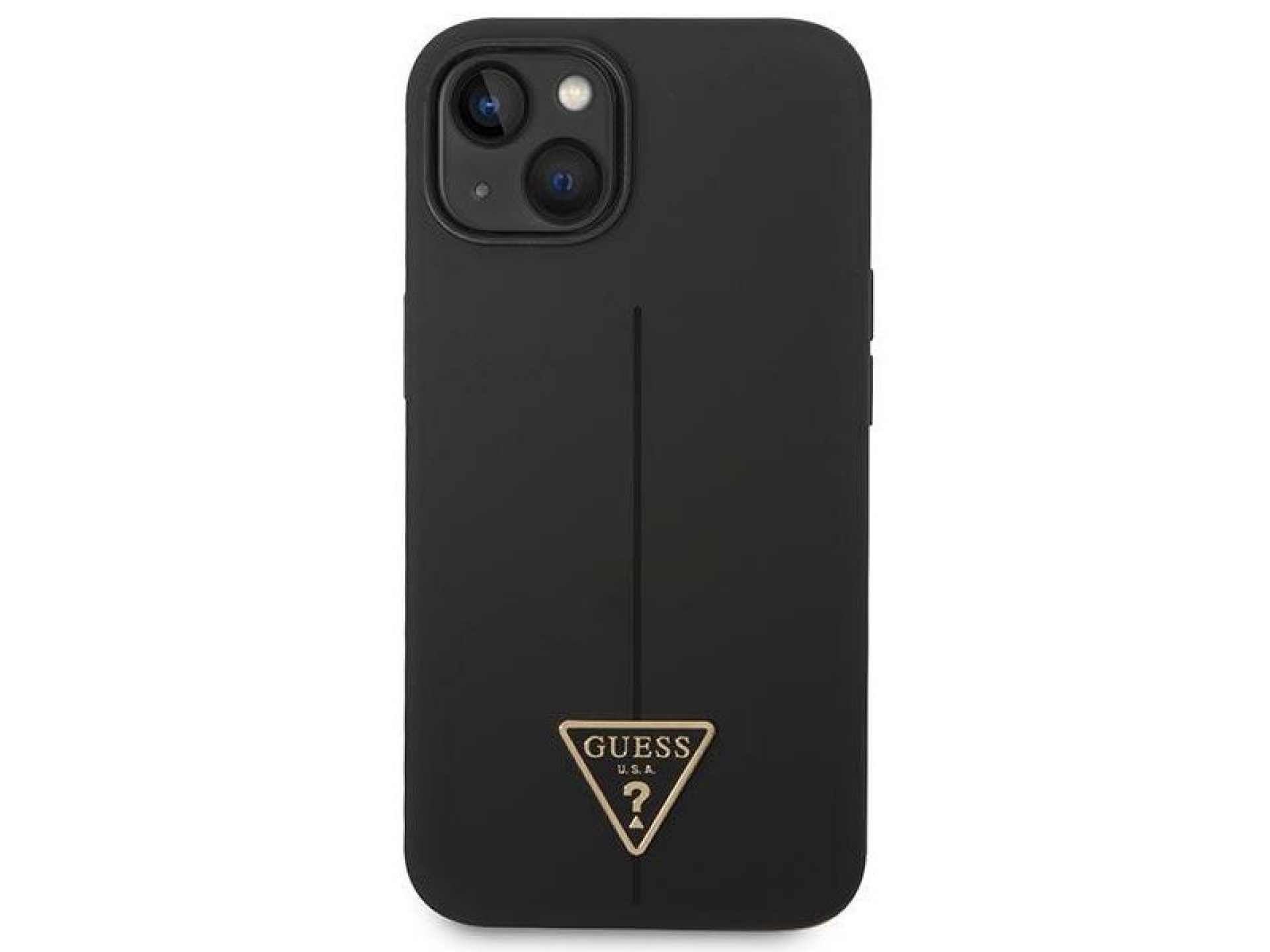 Capa rígida de silicone triangular preta/preta Guess GUHCP14MSLTGK para iPhone 14 Plus de 6,7
