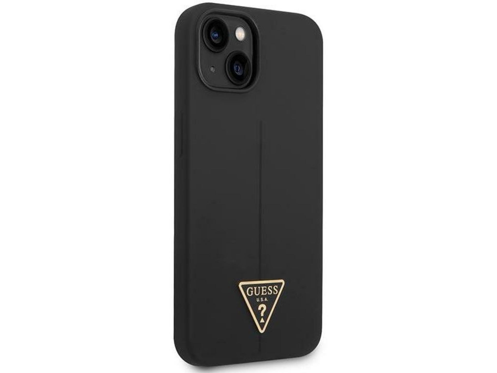 Capa rígida de silicone triangular preta/preta Guess GUHCP14MSLTGK para iPhone 14 Plus de 6,7