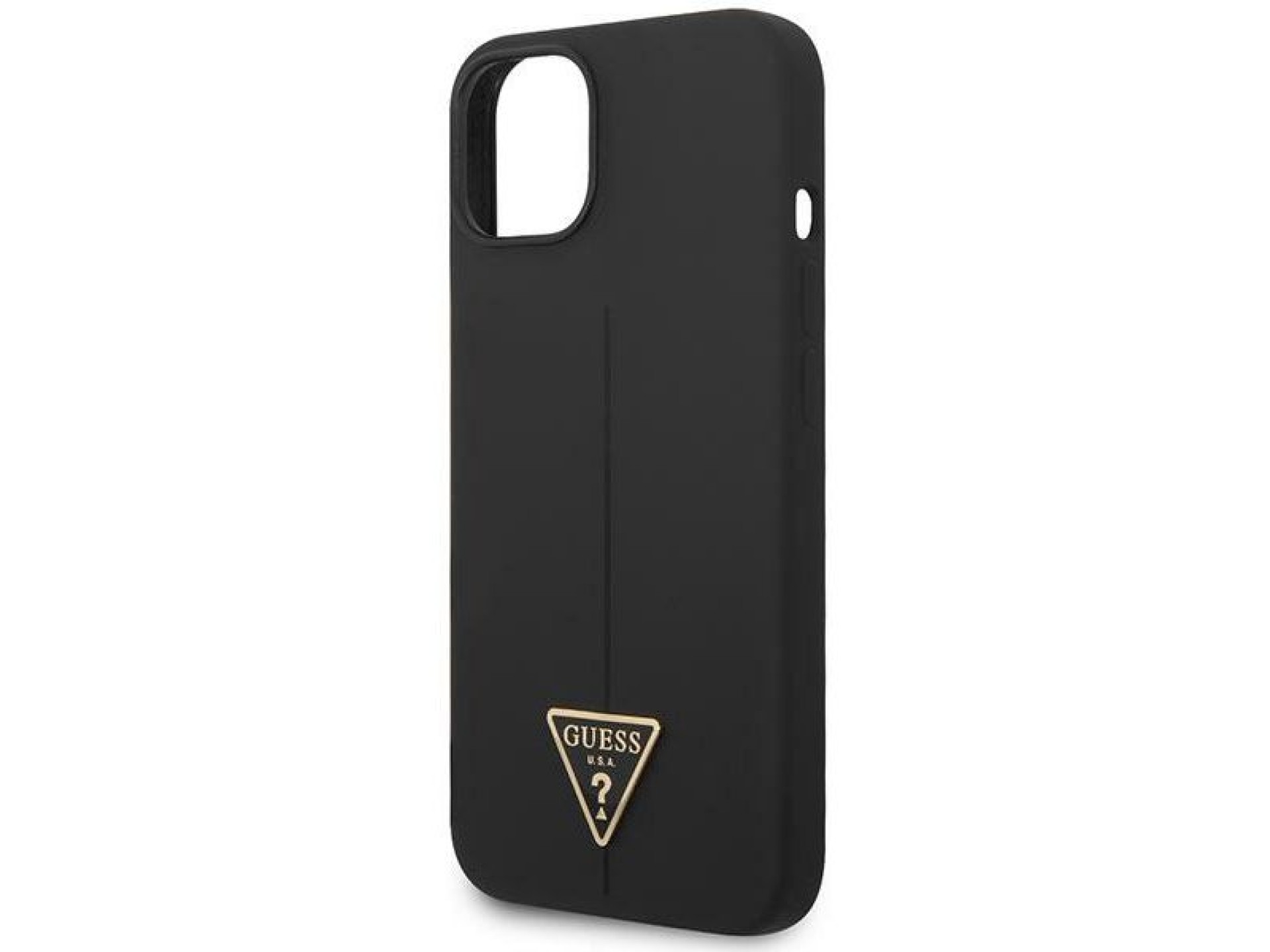 Capa rígida de silicone triangular preta/preta Guess GUHCP14MSLTGK para iPhone 14 Plus de 6,7