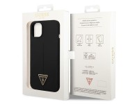 Capa rígida de silicone triangular preta/preta Guess GUHCP14MSLTGK para iPhone 14 Plus de 6,7". Capa rígida de silicone triangular preta/preta Guess GUHCP14MSLTGK para iPhone 14 Plus de 6,7".