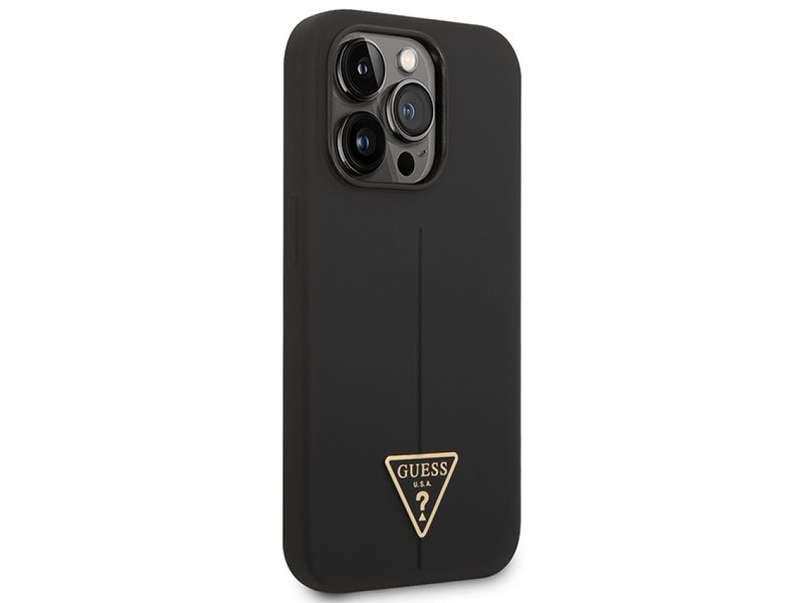 Capa rígida de silicone triangular preta/preta Guess GUHCP14LSLTGK para iPhone 14 Pro de 6,1 polegad