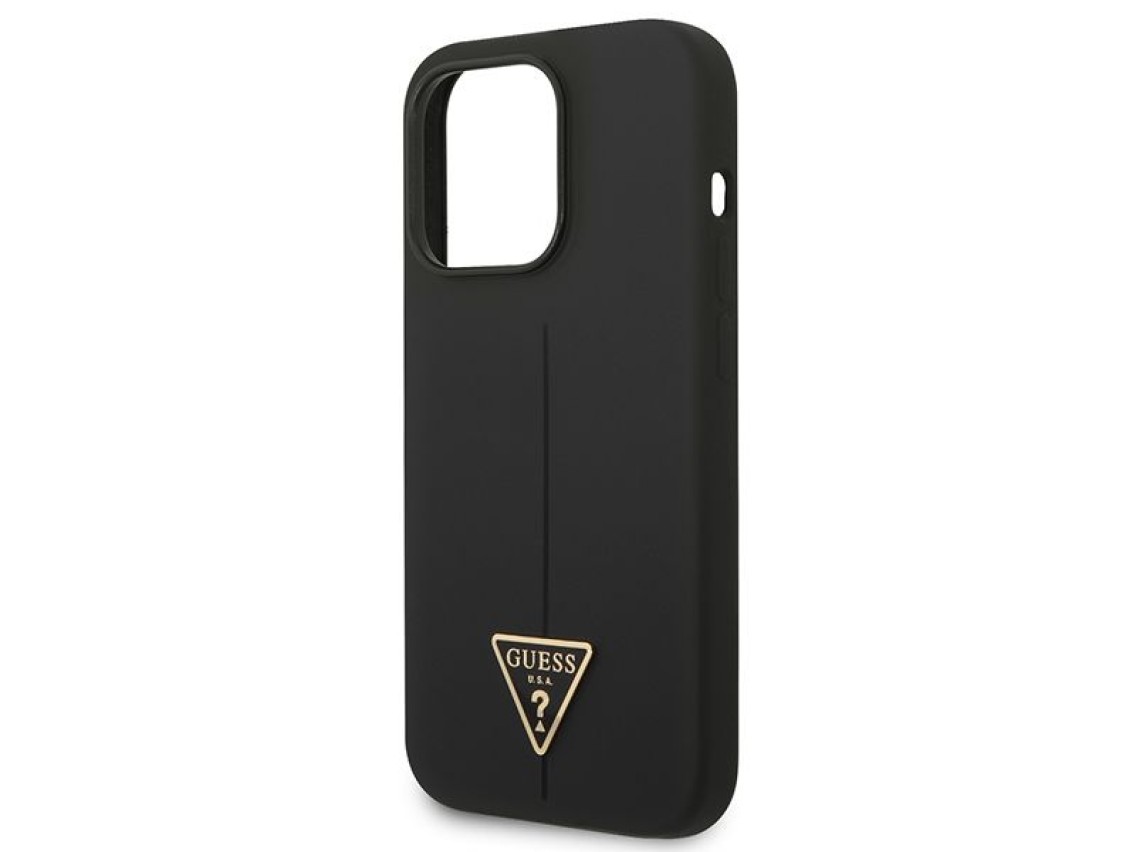 Capa rígida de silicone triangular preta/preta Guess GUHCP14LSLTGK para iPhone 14 Pro de 6,1 polegad