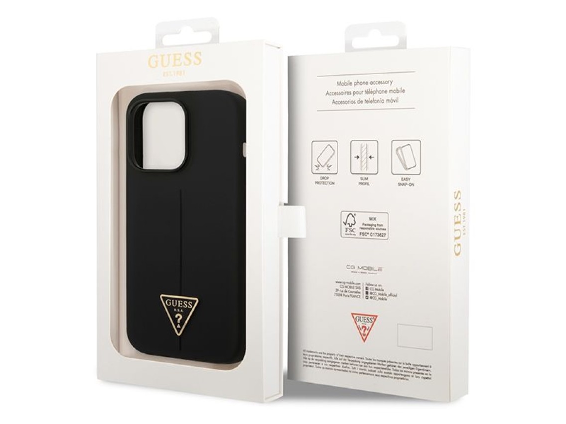 Guess GUHCP14XSLTGK iPhone 14 Pro Max 6.7" black/black hardcase Silicone Triangle