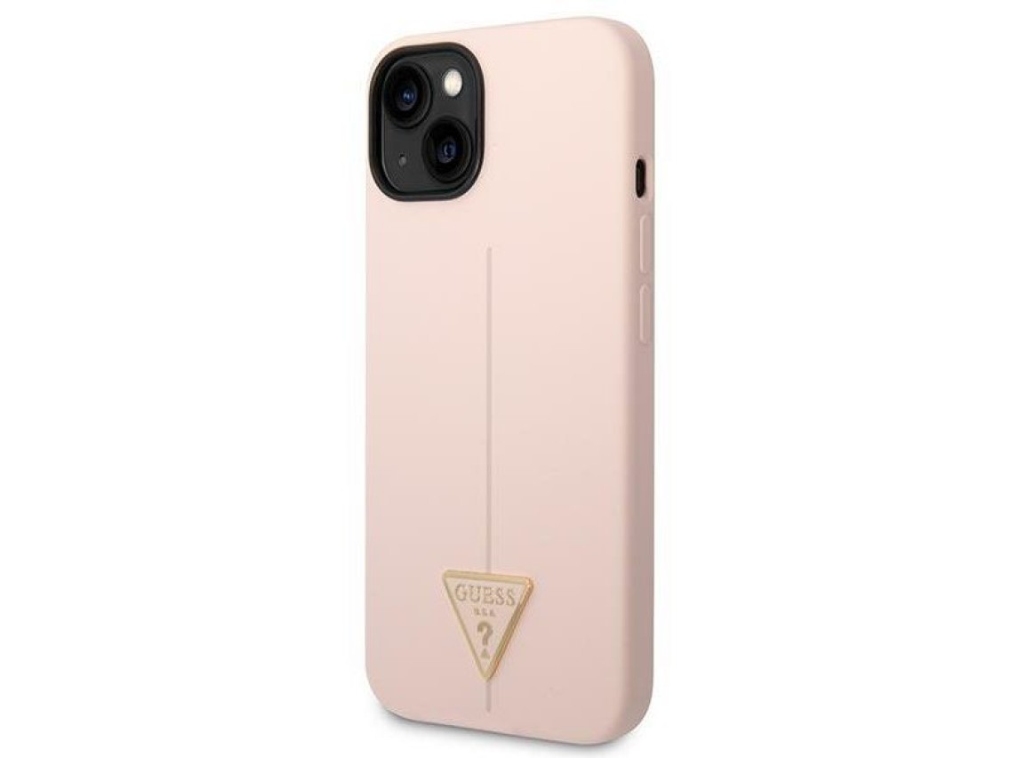 Capa rígida de silicone triangular rosa/rosa Guess GUHCP14MSLTGP para iPhone 14 Plus de 6,7".