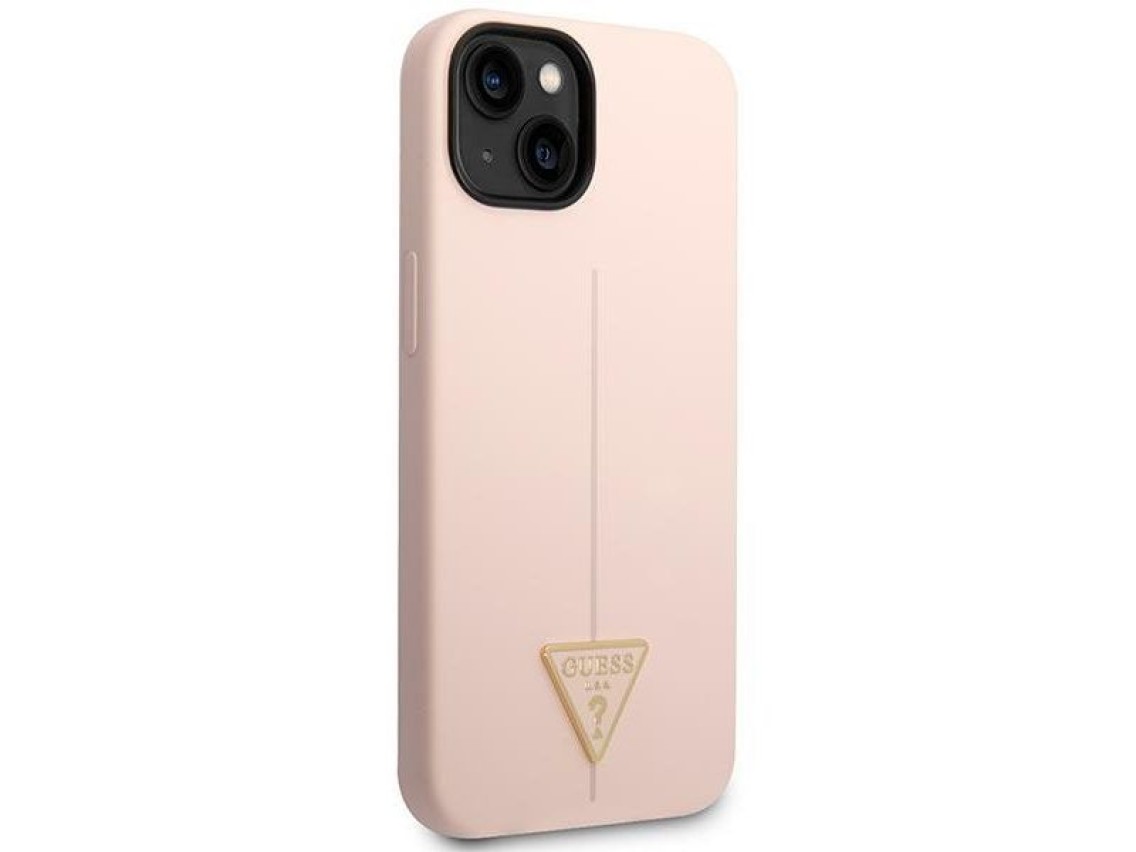 Capa rígida de silicone triangular rosa/rosa Guess GUHCP14MSLTGP para iPhone 14 Plus de 6,7".