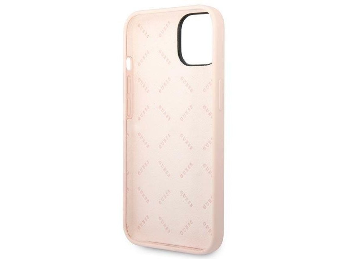 Capa rígida de silicone triangular rosa/rosa Guess GUHCP14MSLTGP para iPhone 14 Plus de 6,7".