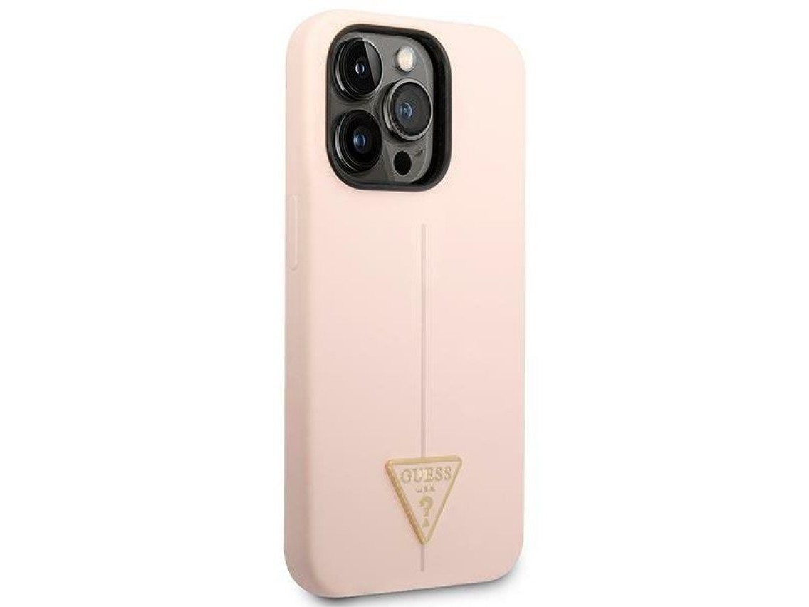 Capa rígida de silicone triangular rosa/rosa Guess GUHCP14XSLTGP para iPhone 14 Pro Max 6.7"