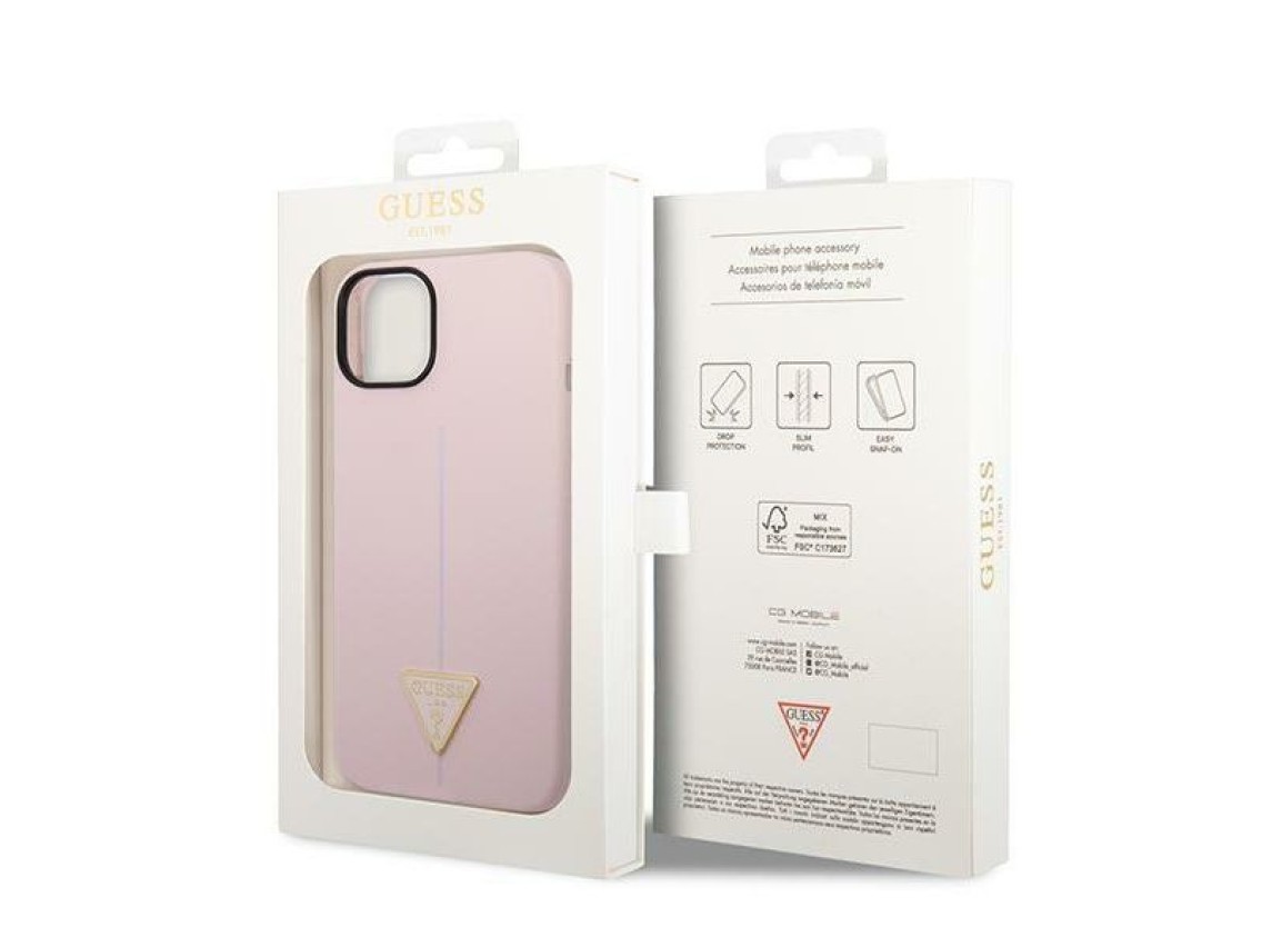 Capa Guess GUHCP14MSLTGU para iPhone 14 Plus 6.7" roxa / capa r�gida roxa de silicone triangular