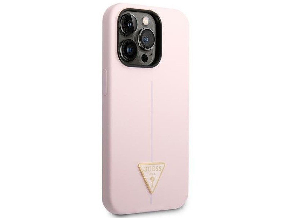 Capa Guess de silicone triangular para iPhone 14 Pro de 6,1" - Roxa