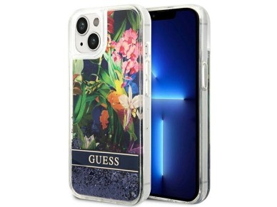 Guess GUHCP14SLFLSB iPhone 14 6.1 "blue / blue hardcase Flower Liquid Glitter Guess GUHCP14SLFLSB iPhone 14 6.1 "blue / blue hardcase Flower Liquid Glitter