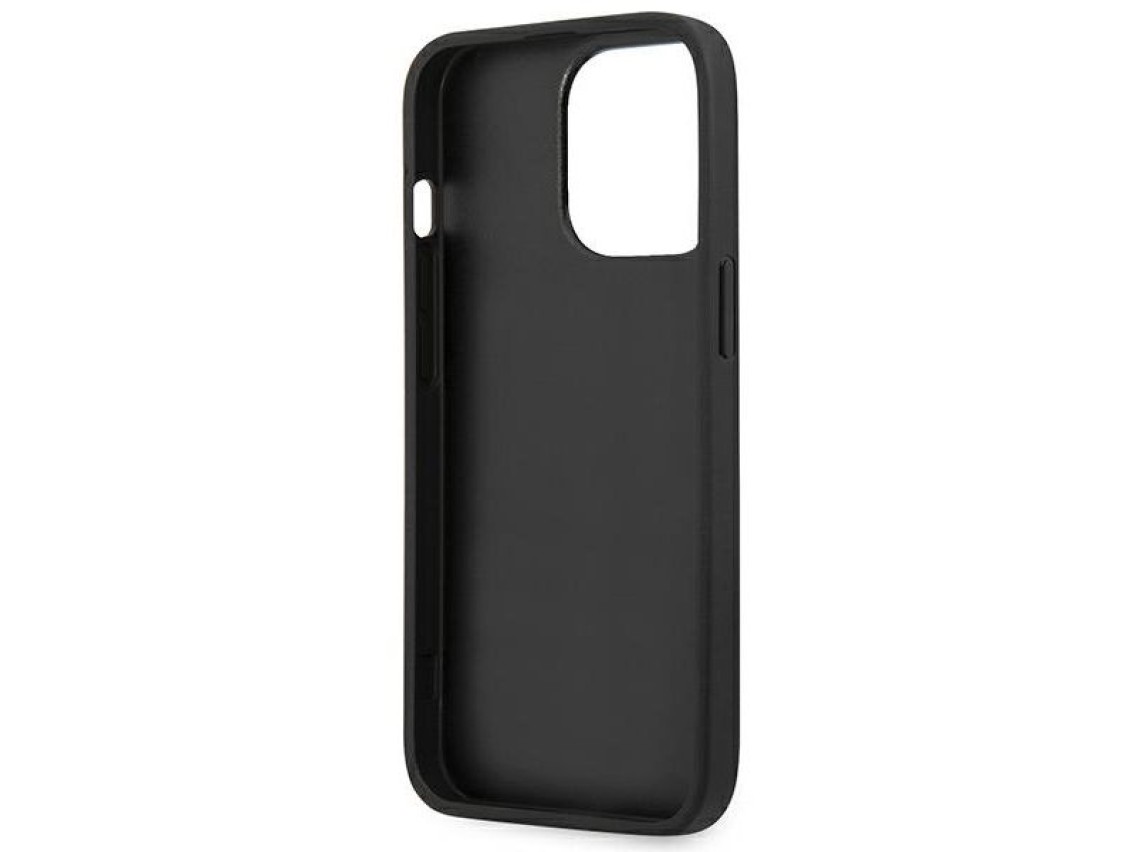 Capa Guess 4G com logo grande em metal para iPhone 14 Pro - Cinza