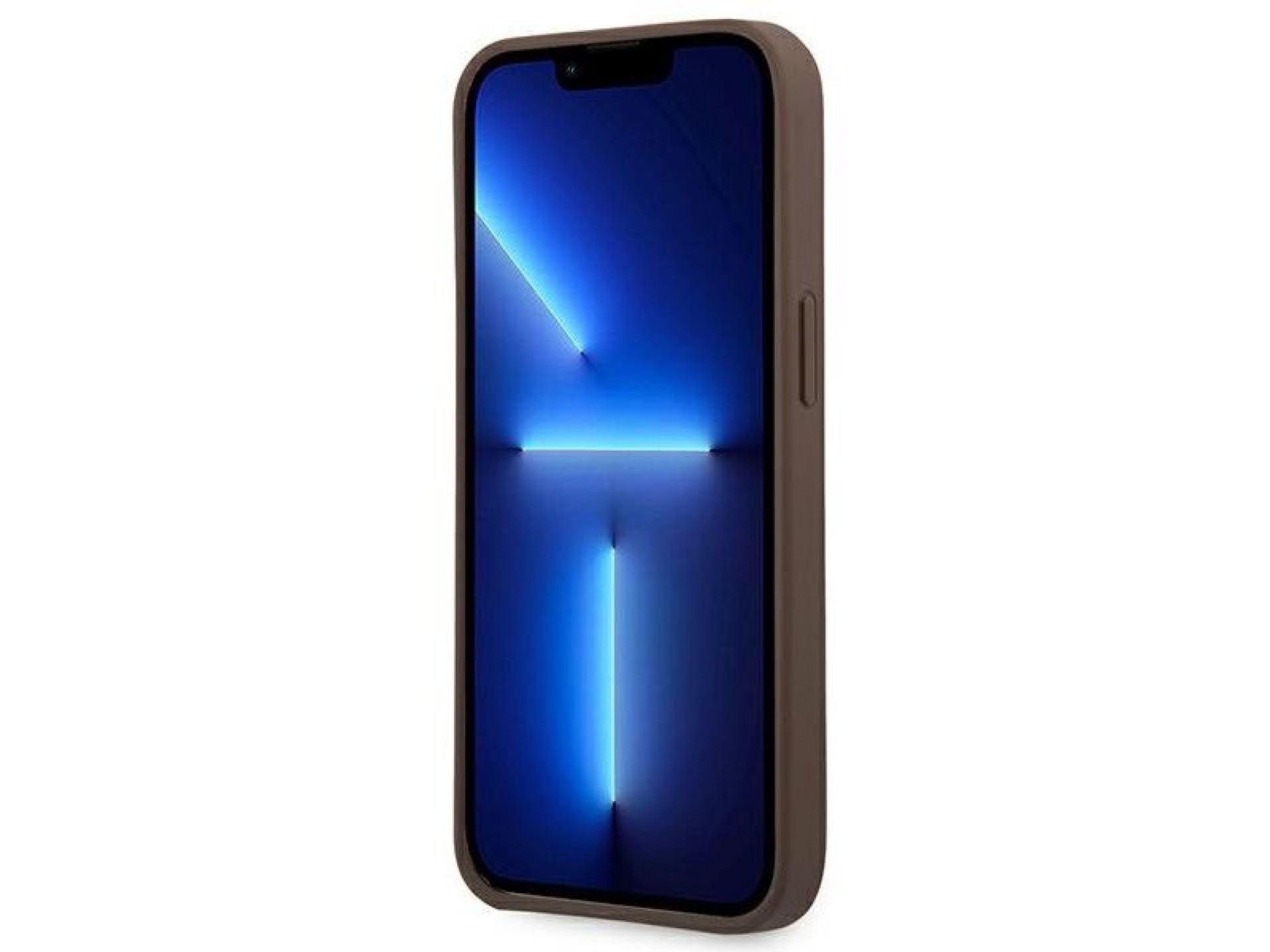 Capa Guess 4G com logo grande em metal para iPhone 14 Pro - Marrom