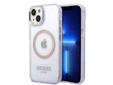 Guess GUHMP14SHTCMU iPhone 14 6.1" purple/purple hard case Gold Outline Translucent MagSafe Guess GUHMP14SHTCMU iPhone 14 6.1" purple/purple hard case Gold Outline Translucent MagSafe