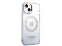 Funda rígida Guess GUHMP14SHTCMU para iPhone 14 de 6,1" color morado/morado con contorno dorado y Ma Funda rígida Guess GUHMP14SHTCMU para iPhone 14 de 6,1" color morado/morado con contorno dorado y Ma