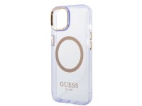 Funda rígida Guess GUHMP14SHTCMU para iPhone 14 de 6,1" color morado/morado con contorno dorado y Ma Funda rígida Guess GUHMP14SHTCMU para iPhone 14 de 6,1" color morado/morado con contorno dorado y Ma