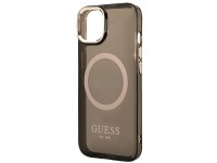 Capa rígida preta/preta Guess GUHMP14SHTCMK para iPhone 14 de 6,1 polegadas com contorno dourado e t Capa rígida preta/preta Guess GUHMP14SHTCMK para iPhone 14 de 6,1 polegadas com contorno dourado e t