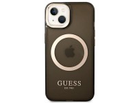 Funda rígida Guess GUHMP14MHTCMK para iPhone 14 Plus de 6,7" en color negro/negro con contorno dorad Funda rígida Guess GUHMP14MHTCMK para iPhone 14 Plus de 6,7" en color negro/negro con contorno dorad