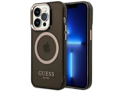 Guess GUHMP14LHTCMK iPhone 14 Pro 6.1" black/black hard case Gold Outline Translucent MagSafe Guess GUHMP14LHTCMK iPhone 14 Pro 6.1" black/black hard case Gold Outline Translucent MagSafe