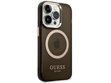 Guess GUHMP14XHTCMK iPhone 14 Pro Max 6.7" black/black hard case Gold Outline Translucent MagSafe Guess GUHMP14XHTCMK iPhone 14 Pro Max 6.7" black/black hard case Gold Outline Translucent MagSafe