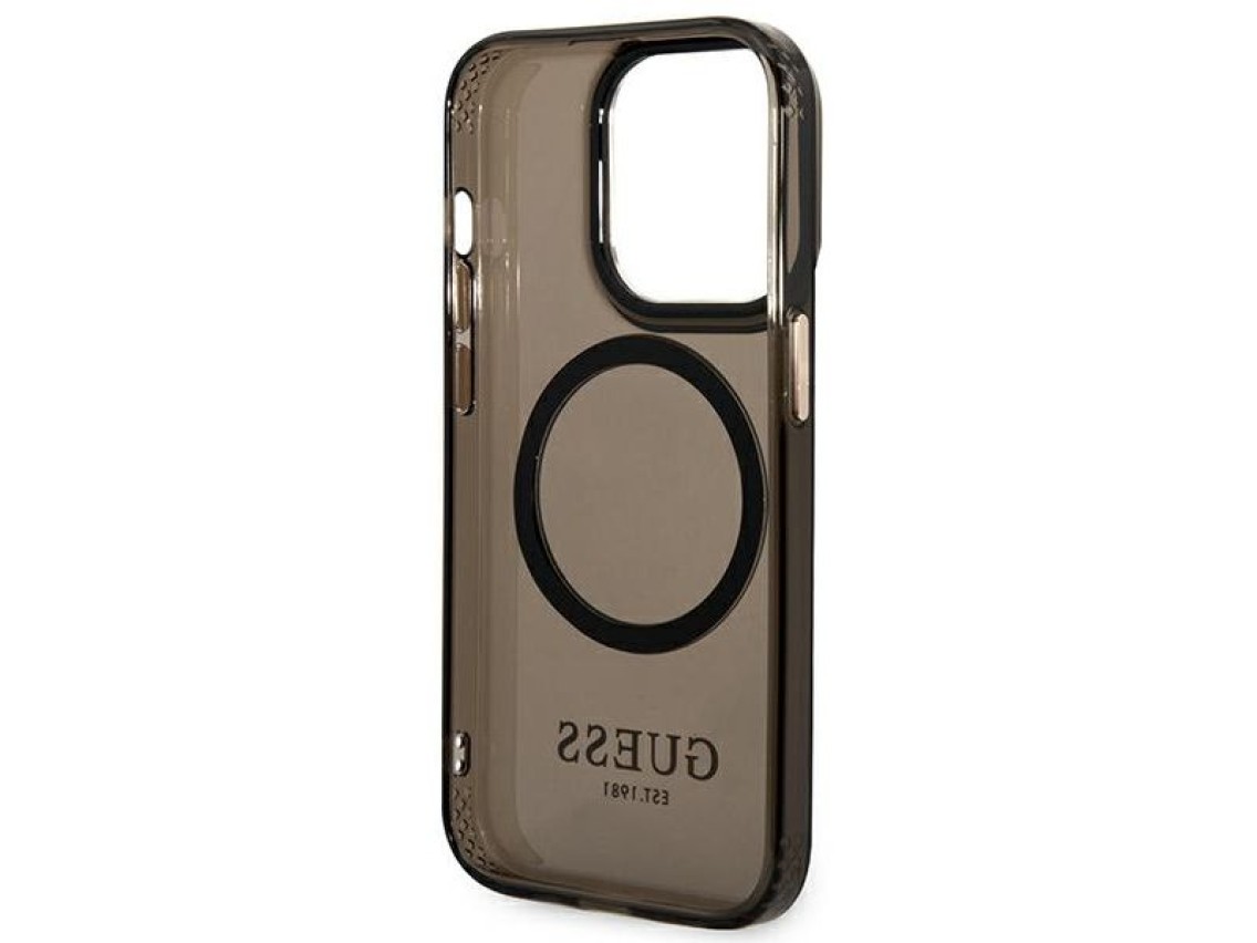 Guess GUHMP14XHTCMK iPhone 14 Pro Max 6.7" black/black hard case Gold Outline Translucent MagSafe
